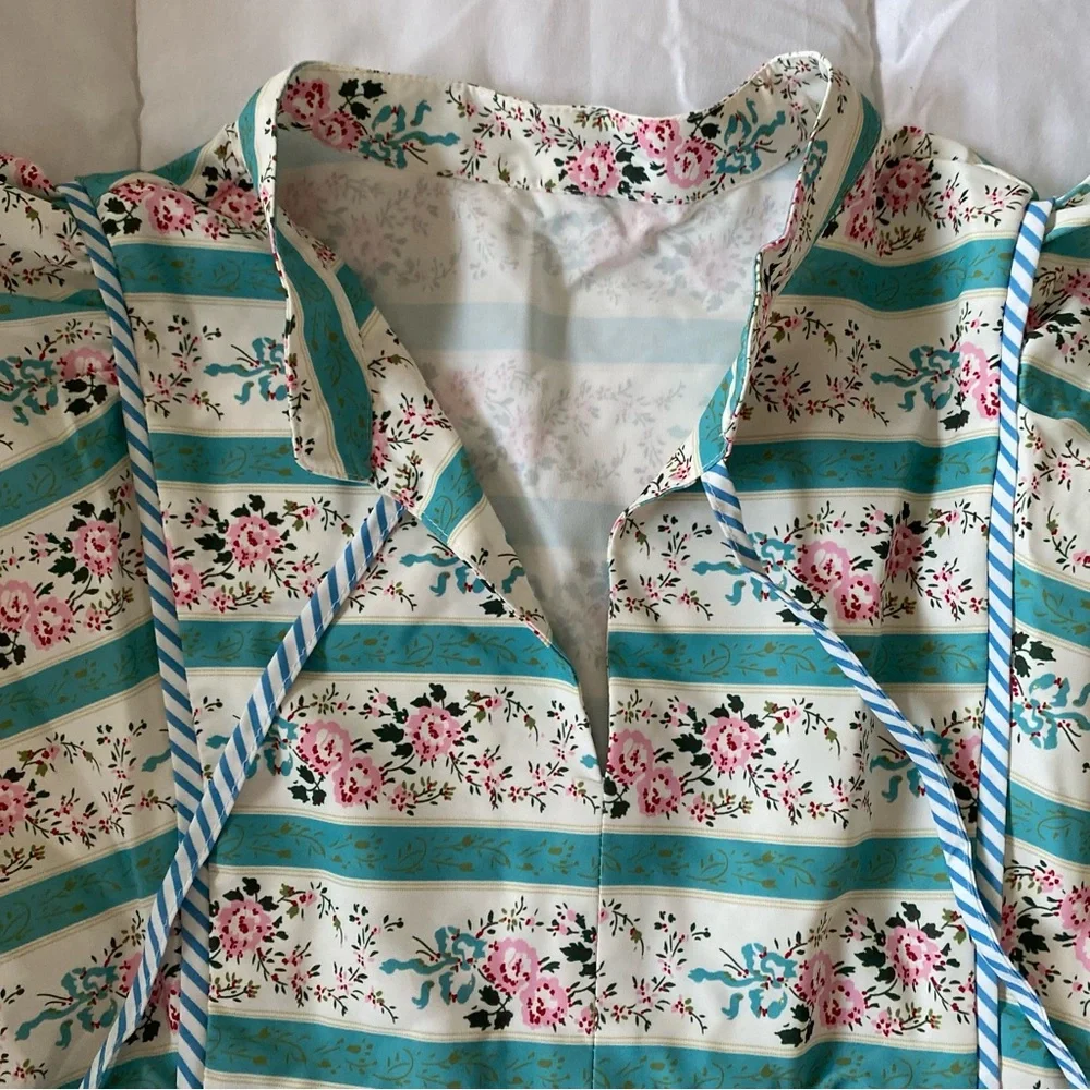 SHEIN Floral Striped Maxi Dress - Green, White, and Pink - Picture 5 of 7